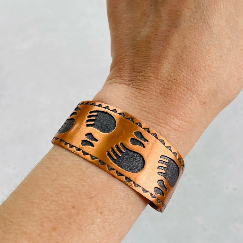 Bell Trading Post Copper Stamped Bear Paws Cuff Bracelet